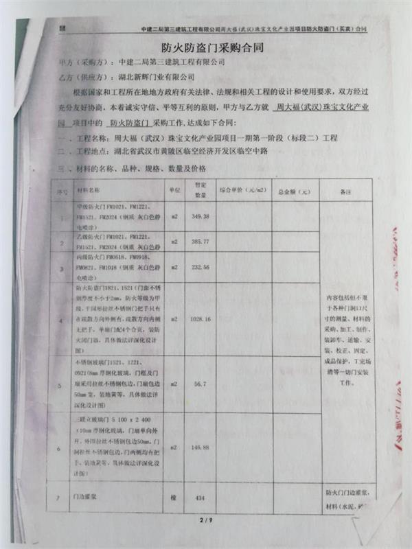 周大福珠宝产业园防火门防盗安全门工程案例合同